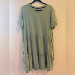 GAP Sage Green Tiered Short Sleeve Dress Top